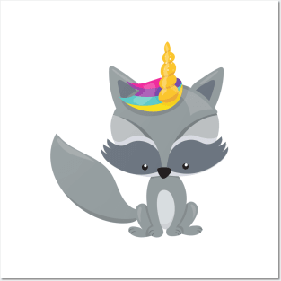 Unicorn Raccoon, Cute Raccoon, Little Raccoon Posters and Art